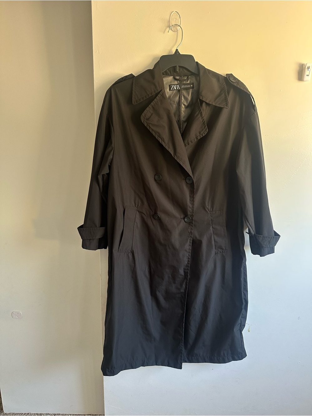 ZARA Black Double-Breasted Trench Coat